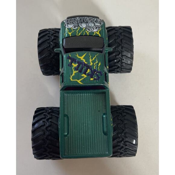 Monster Truck Green Skull 5.5" L Mini 4x4 Rubber Wheels 1:43 DieCast NewRay - Picture 5 of 6